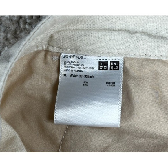 Uniqlo Pants Mens XL Beige Linen Blend Casual Relaxed Fit Lightweight *34x28 - Picture 10 of 10